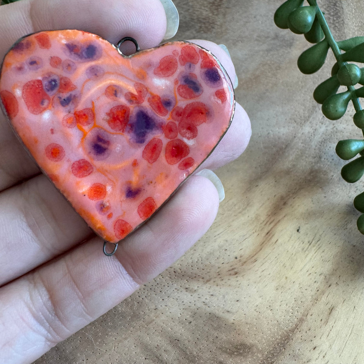 Artisan Ceramic Heart Connector Pendant by Molly Perry MP14