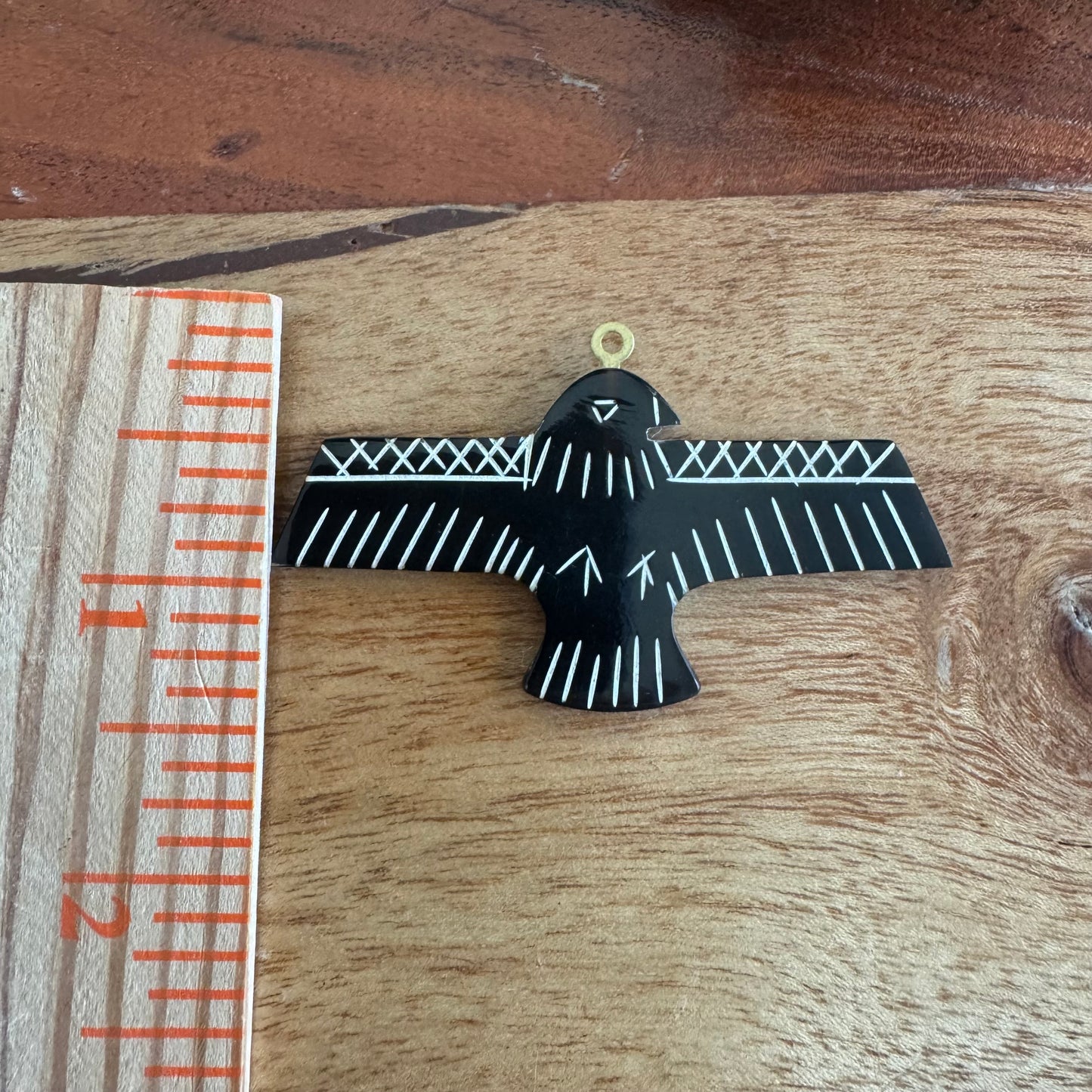 Vintage Carved Horn Tribal Eagle Pendant – 63x35mm
