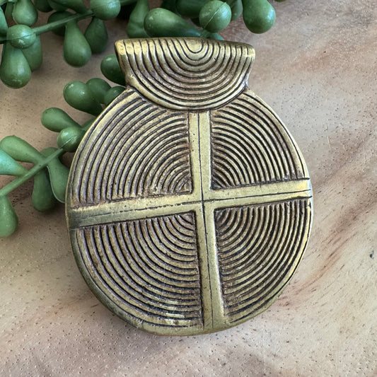 African Brass Medallion Pendant 56x65mm AFB10