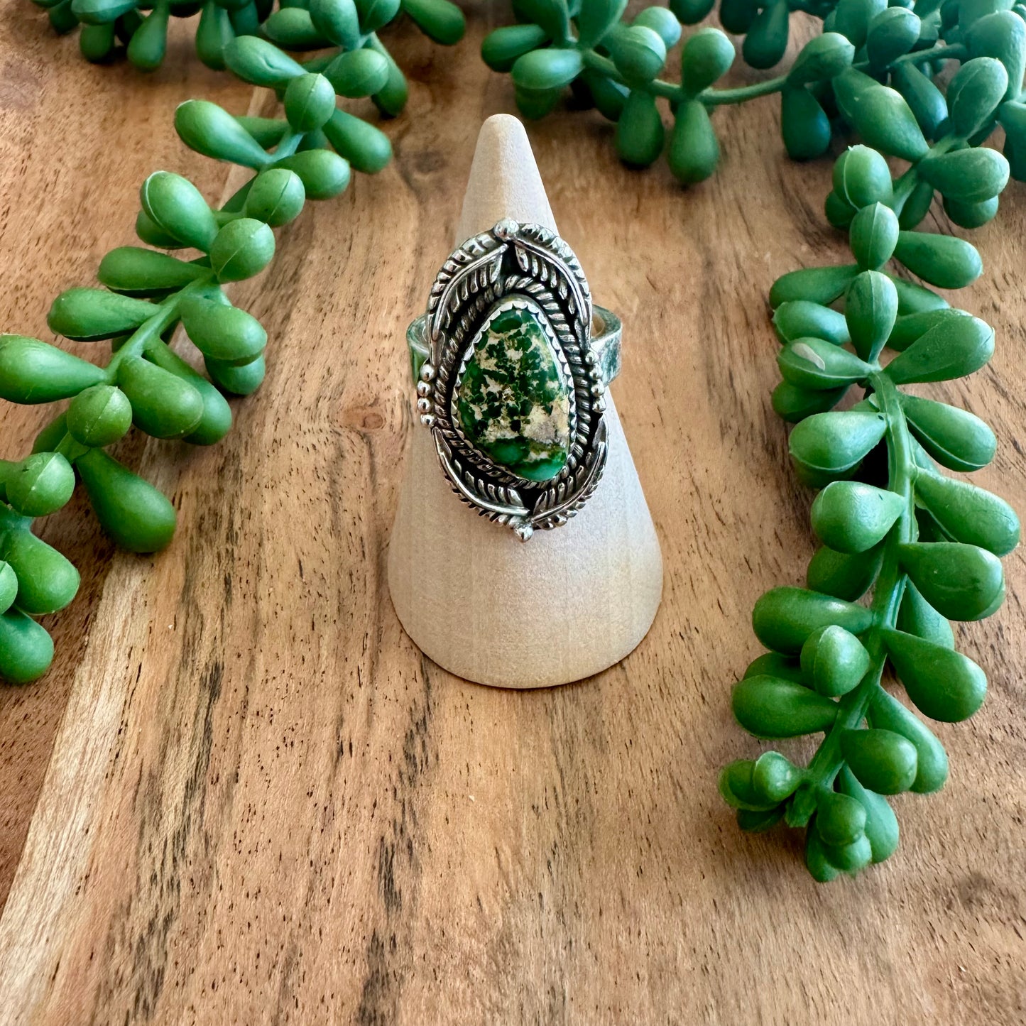 .925 Sterling Silver Emerald Valley Turquoise Ring - Size 7