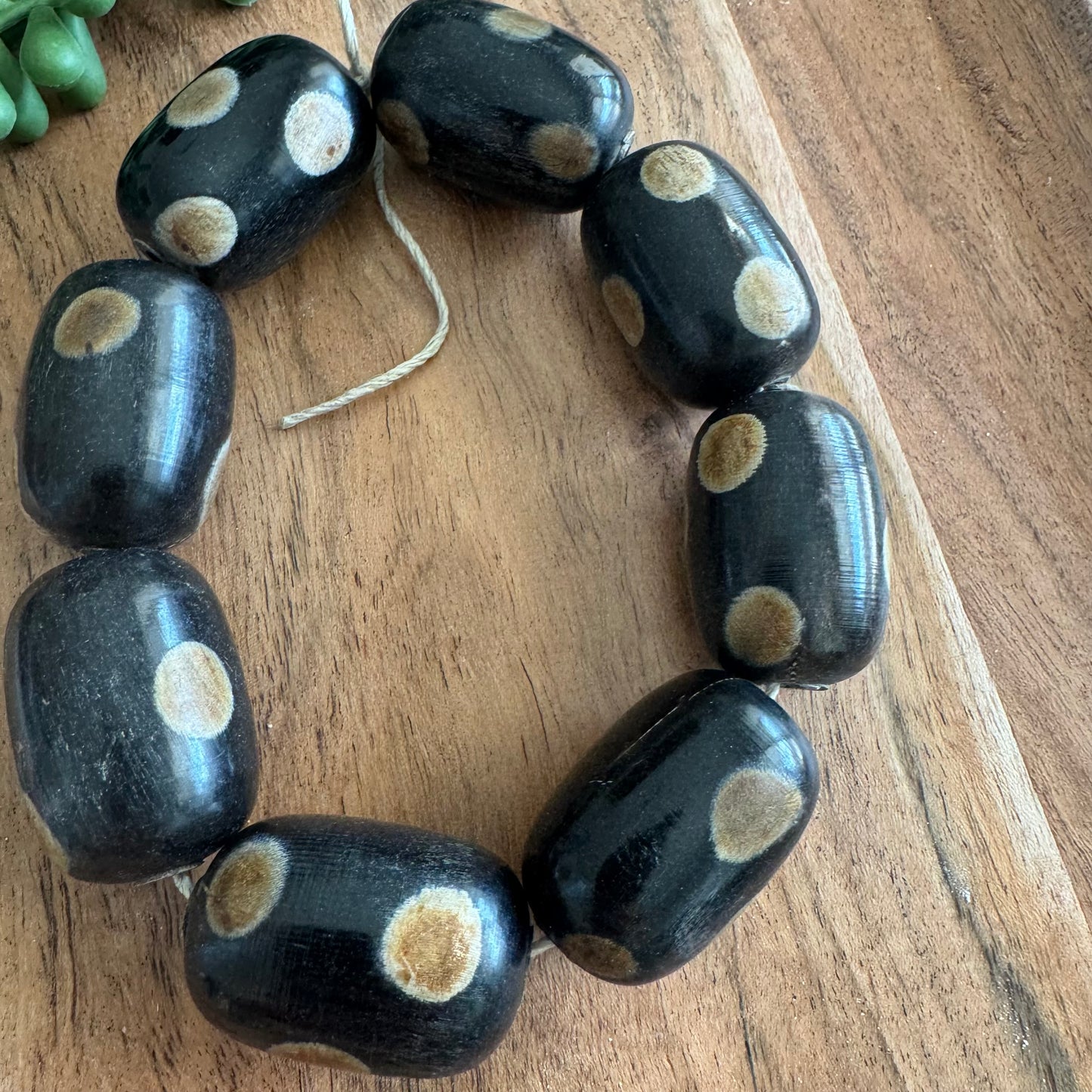 Batik Horn Focal Beads – Set of 8, 23x34mm