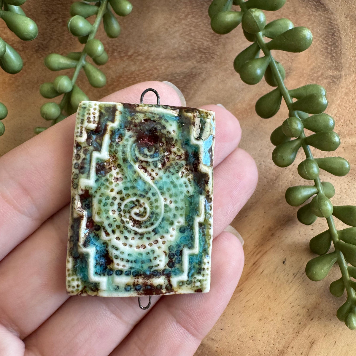 Artisan Ceramic Abstract Connector Pendant by Molly Perry MP08