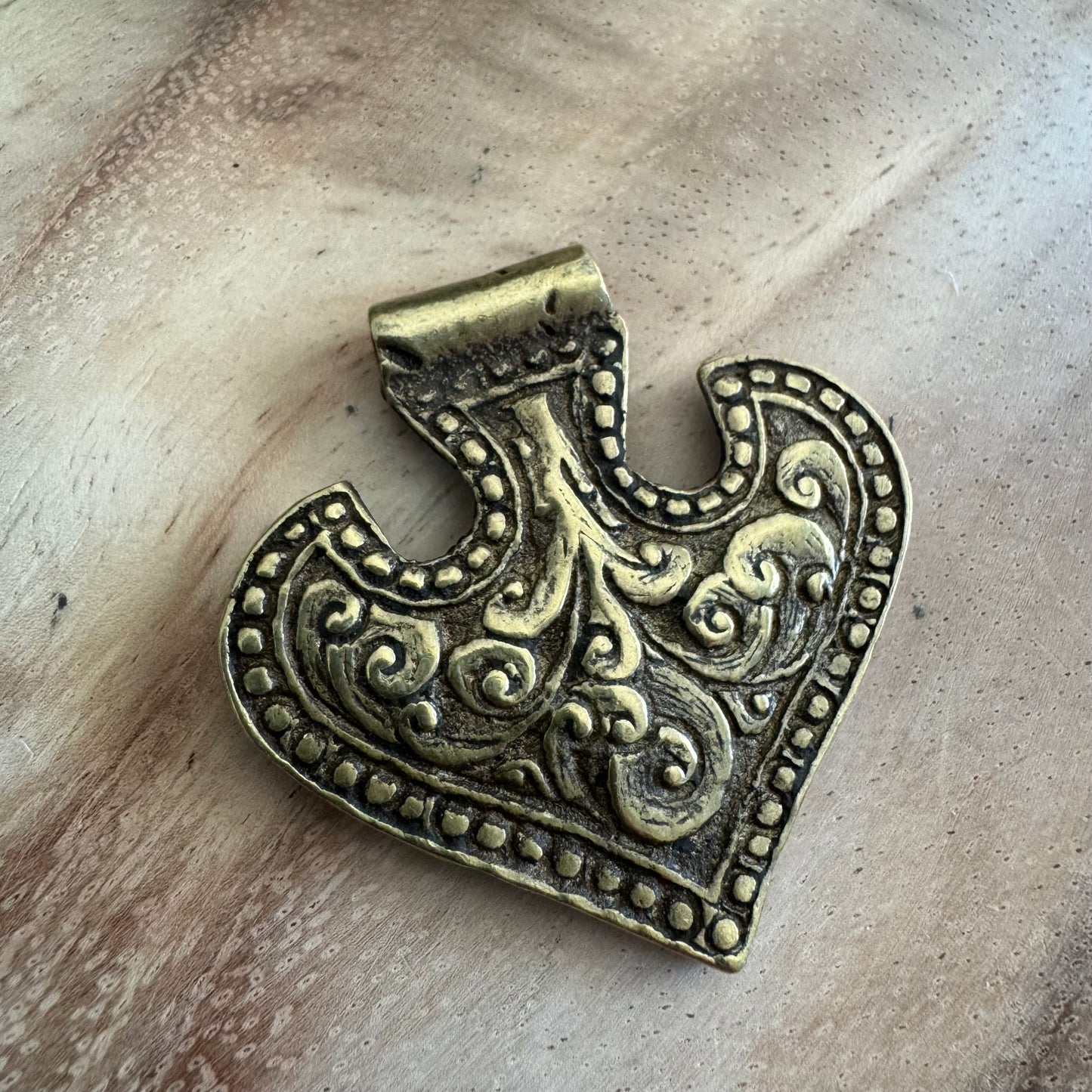 African Brass Shield Pendant 46mm AFB12