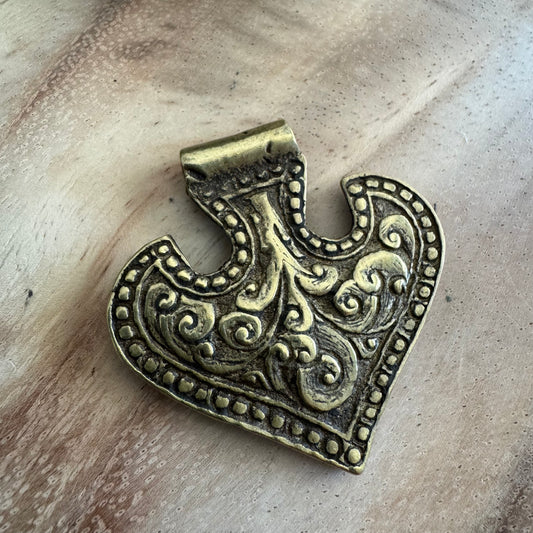 African Brass Shield Pendant 46mm AFB12