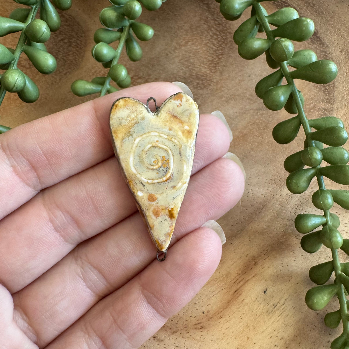Artisan Ceramic Heart Connector Pendant by Molly Perry MP13