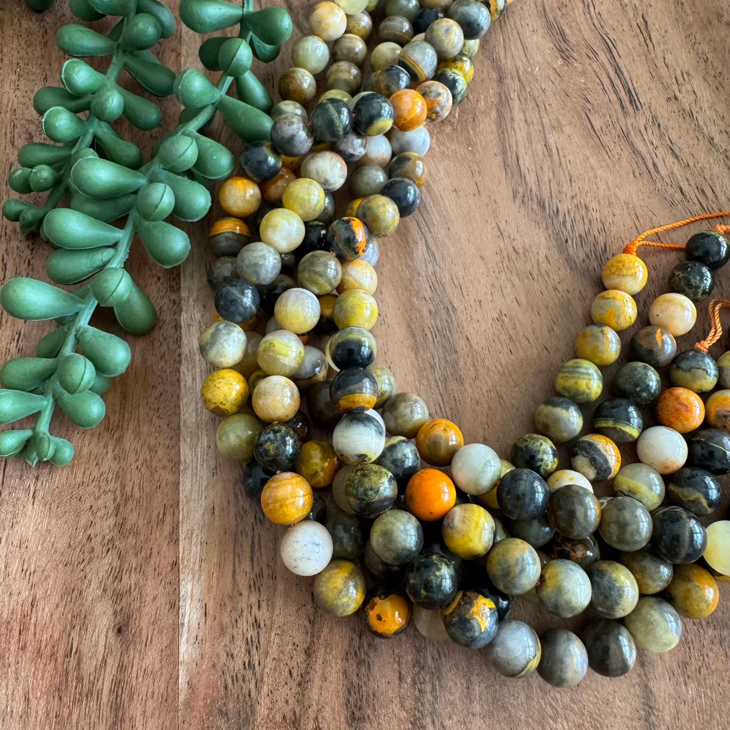 8mm Natural Bumblebee Jasper Round Beads