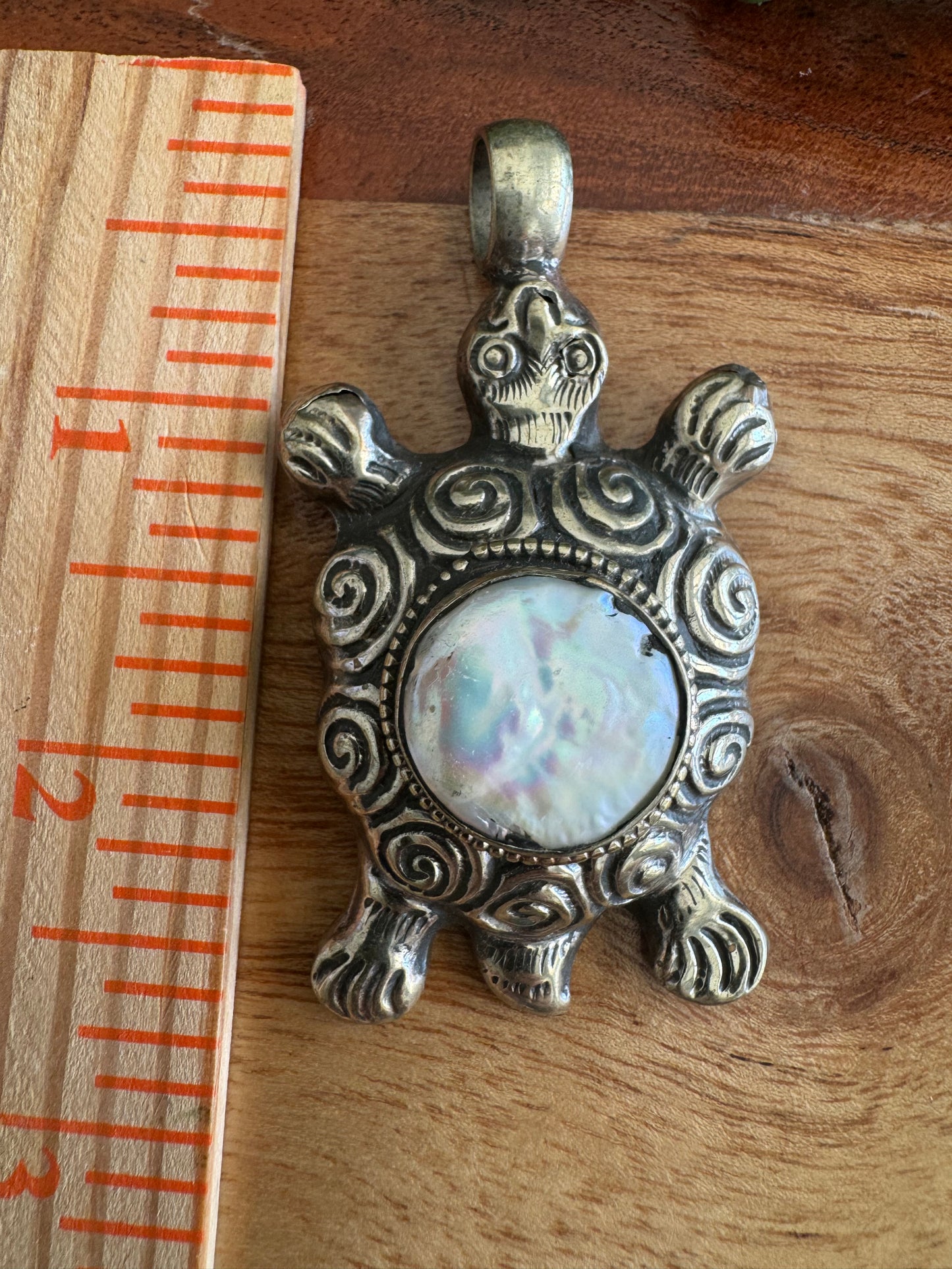 Turtle and Freshwater Pearl Pendant