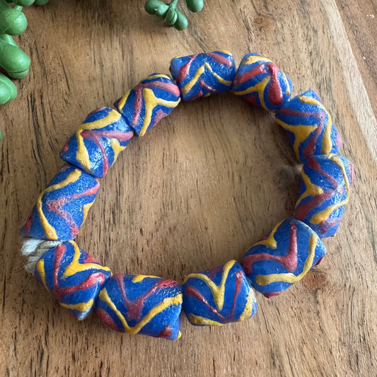 African Recycled Glass Krobo Bead Bracelet