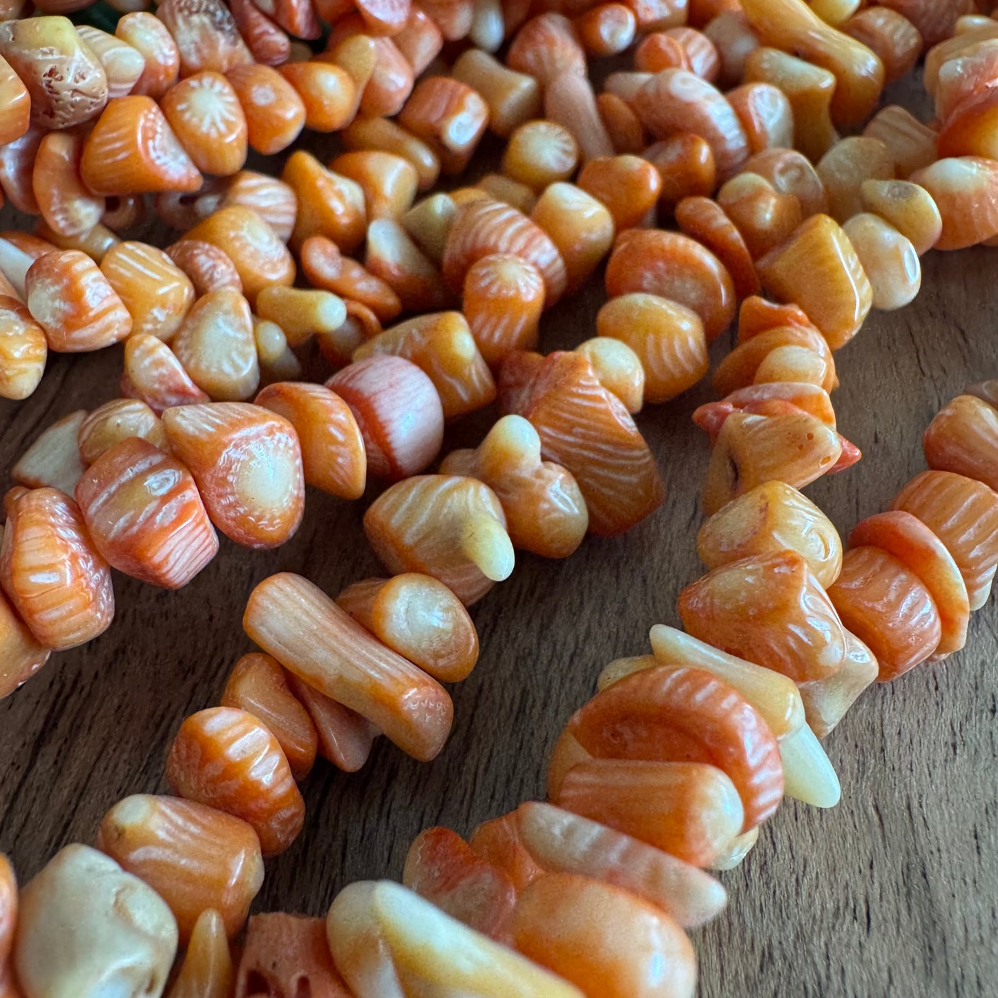 Dyed Orange Coral Chips/Nuggets Bead Strand