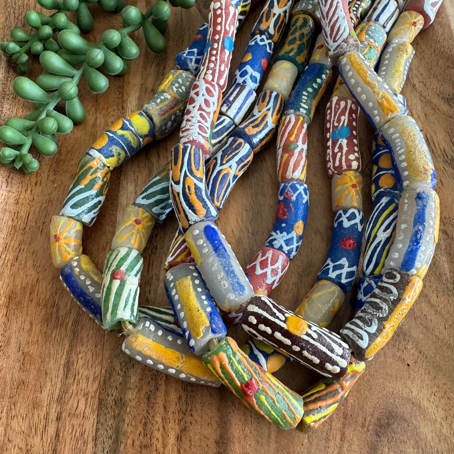 Mixed African Krobo Bead Strand