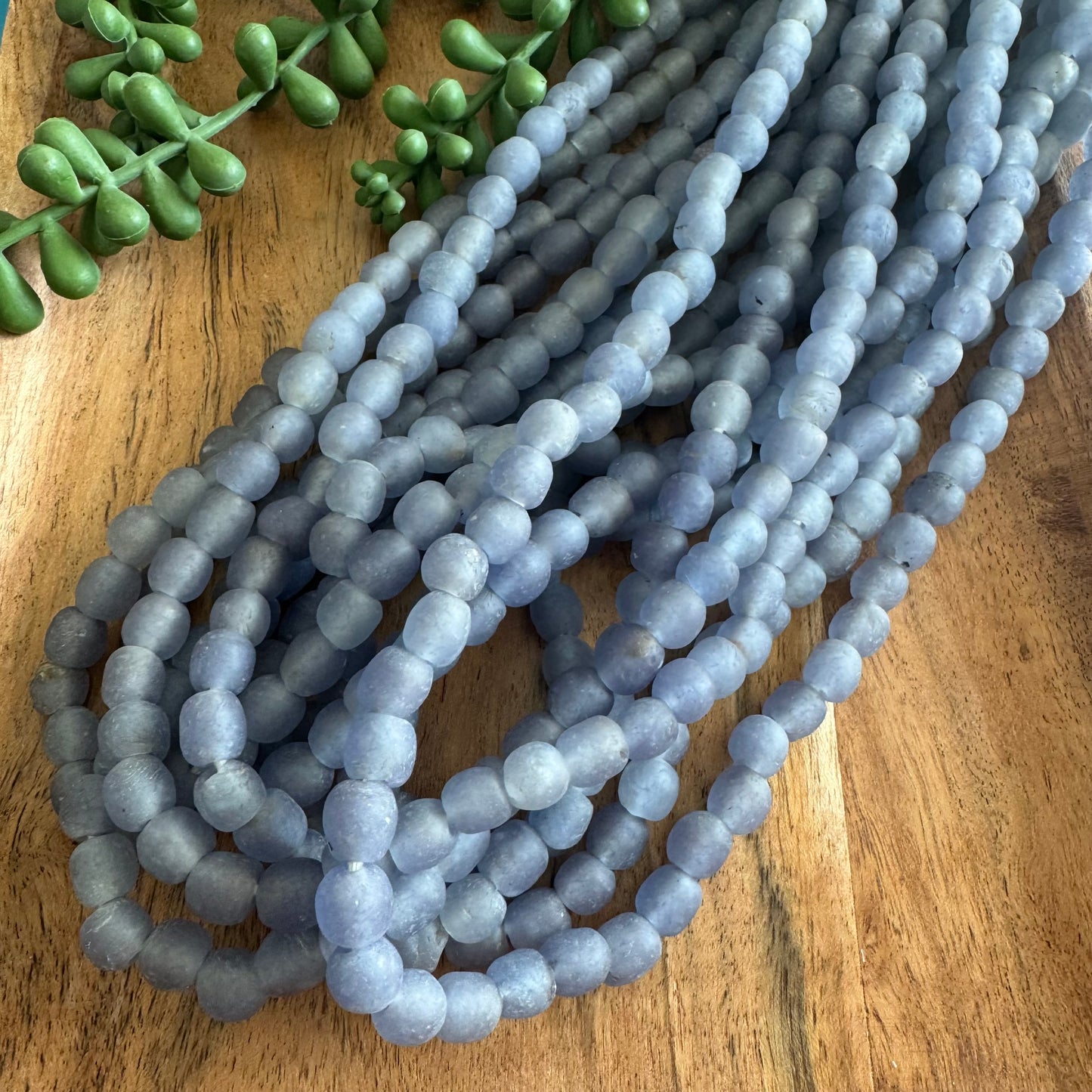Lavender African Recycled Glass Bead Strand