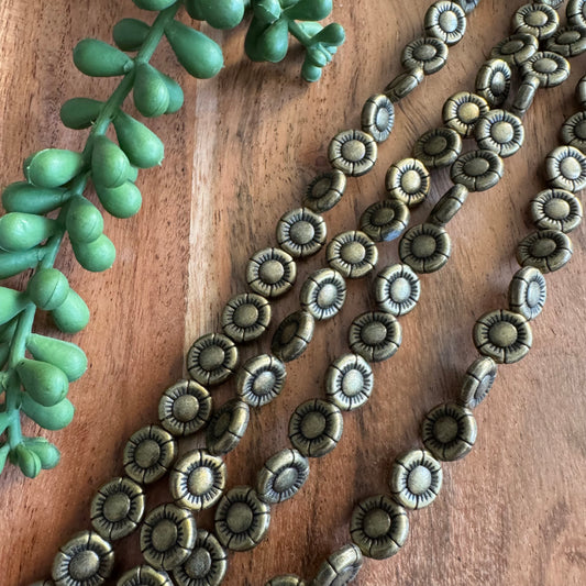 Antique Brass Plated Flower Metal Beads