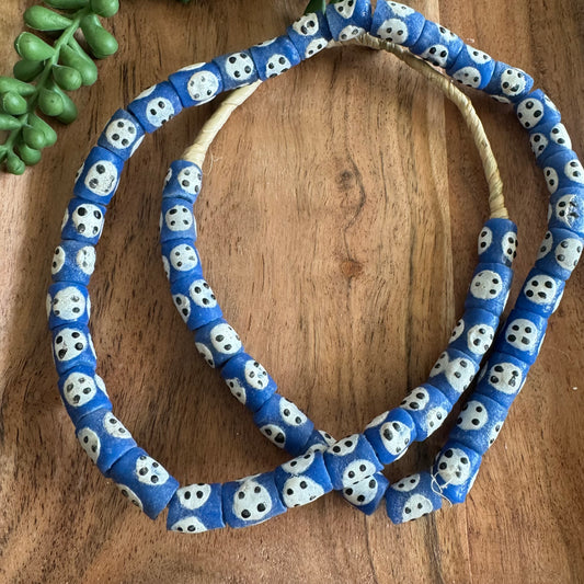Blue African Krobo Bead Strand