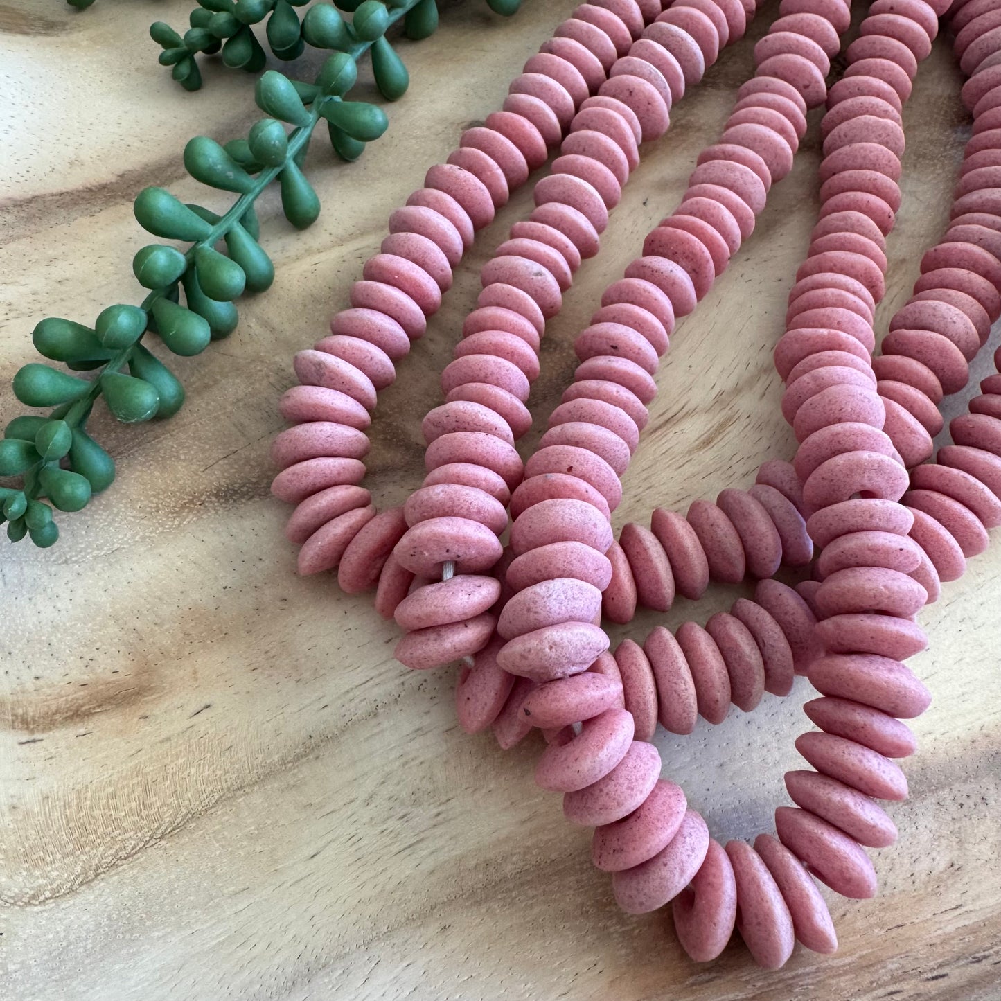 Pink Ashanti Bead Strand (African Recycled Glass) AFG07