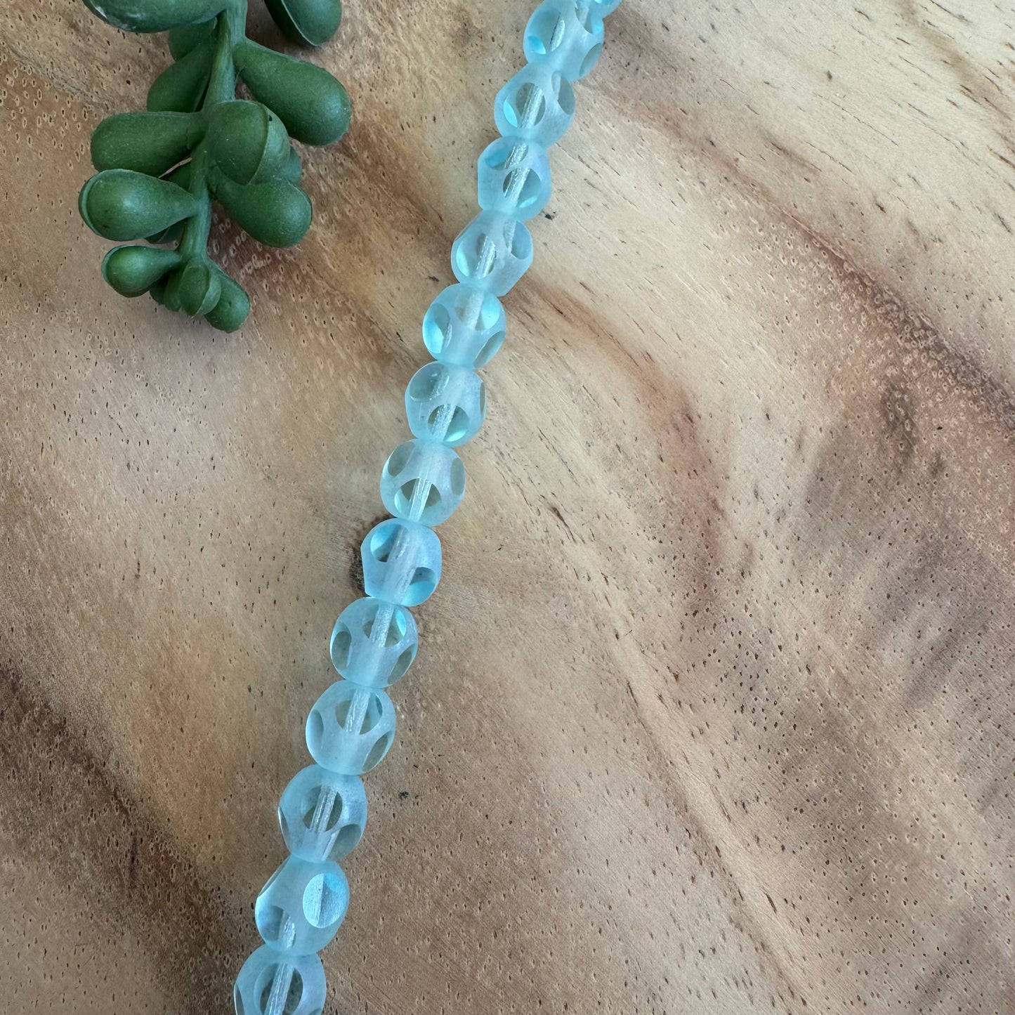 Vintage Light Blue Table Cut Czech Glass Rounds – 7 mm – 8 Inch Strand