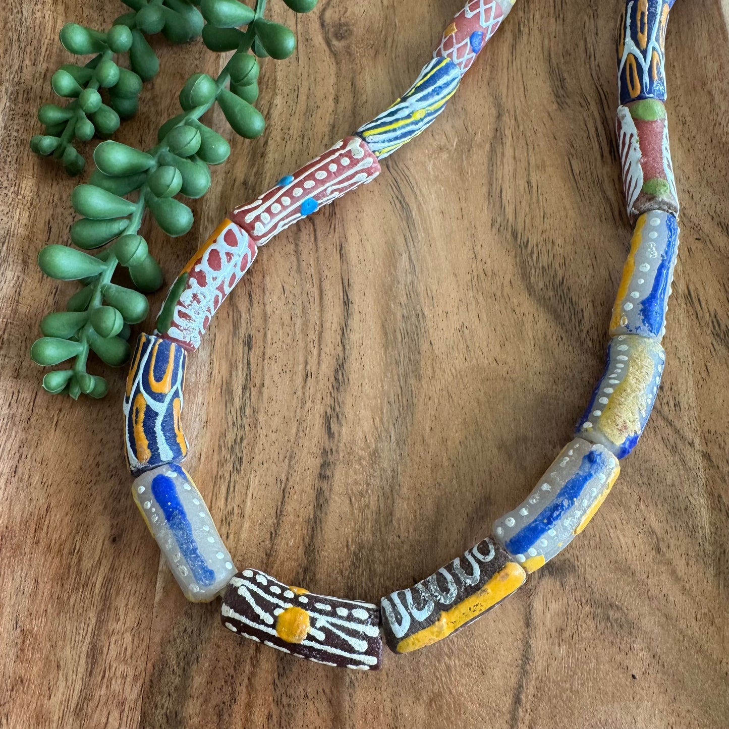 Mixed African Krobo Bead Strand