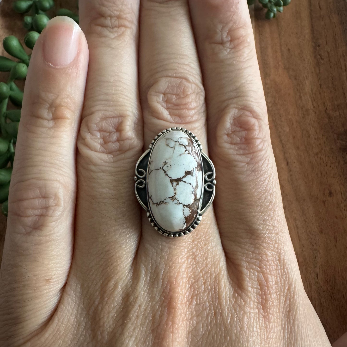 .925 Sterling Silver Wild Horse Jasper Ring - Size 11