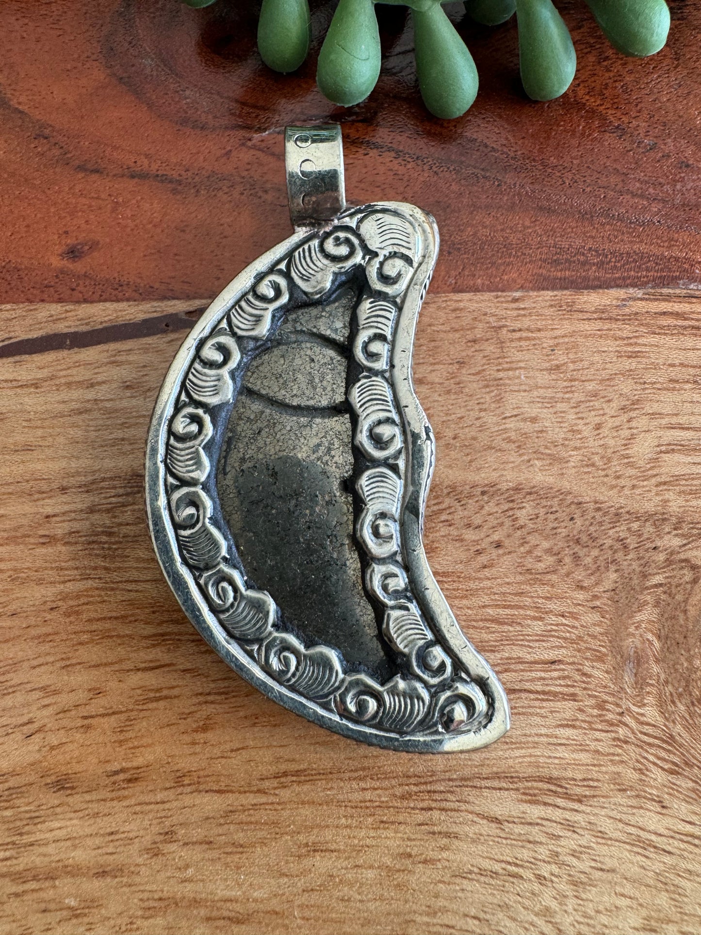 Pyrite Moon Pendant