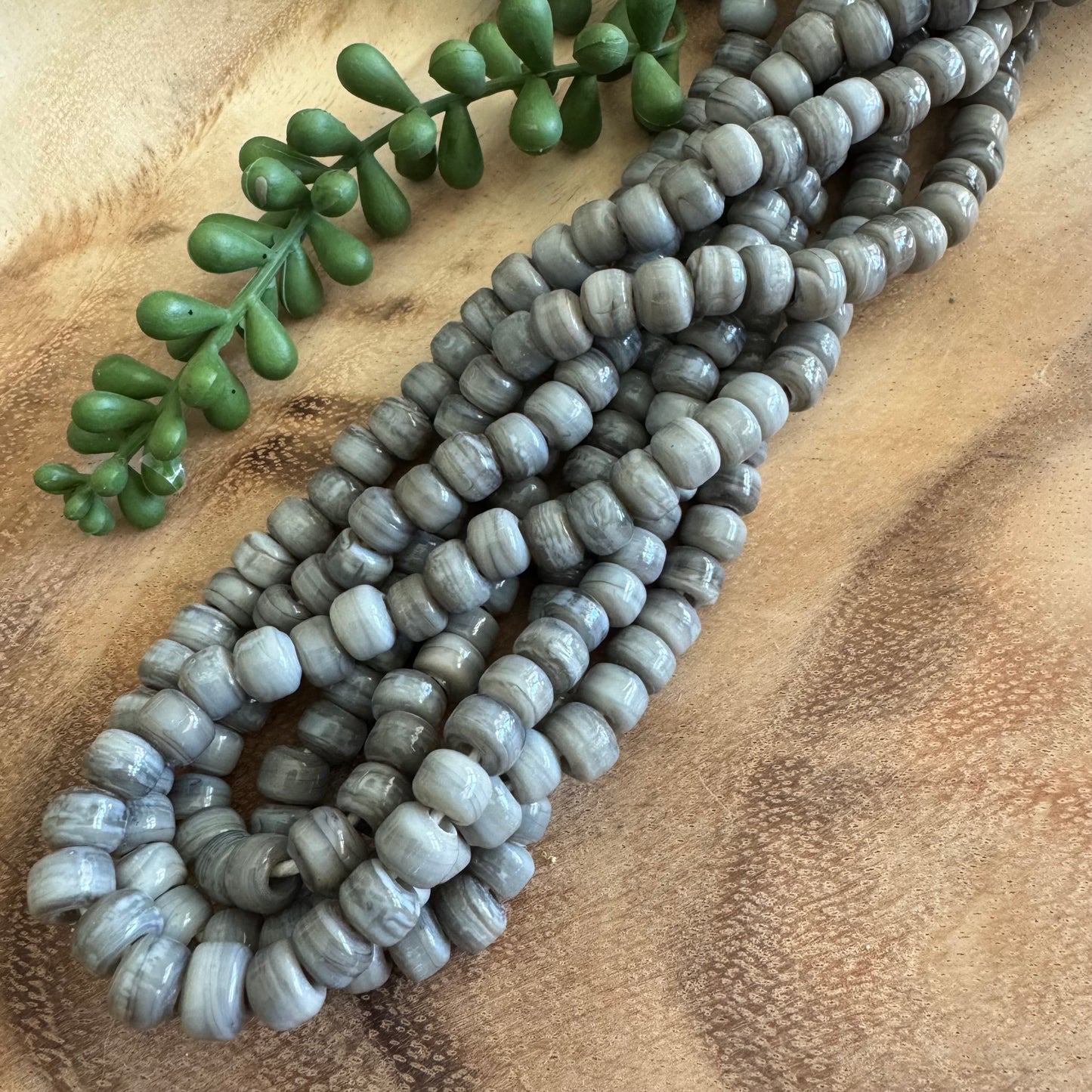 Gray Crow Glass Beads CR03