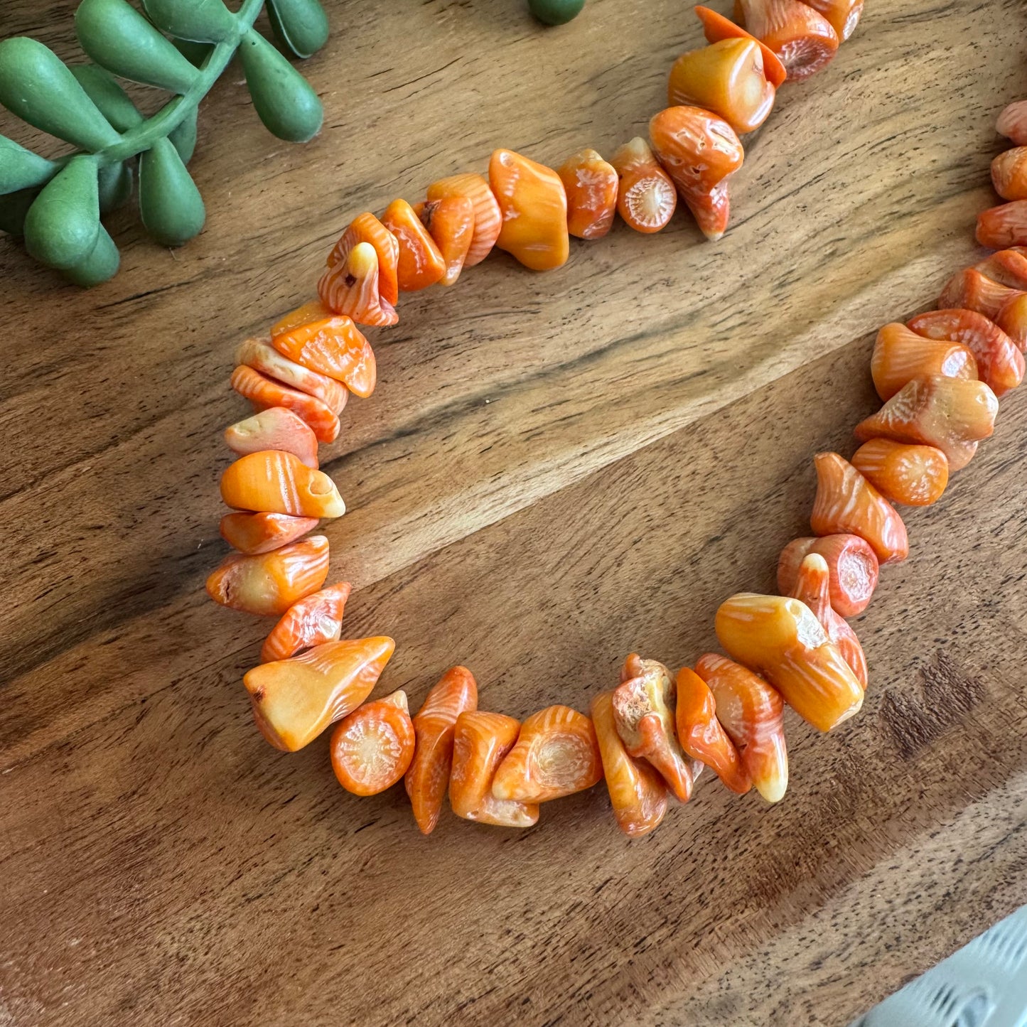 Dyed Orange Coral Chips/Nuggets Bead Strand