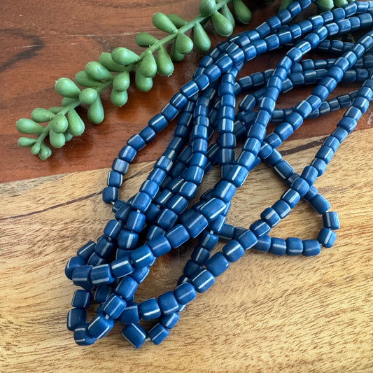 Dark Blue Striped Java Gooseberry Beads