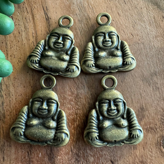 Antique Brass Buddha Charm Set 4 pcs