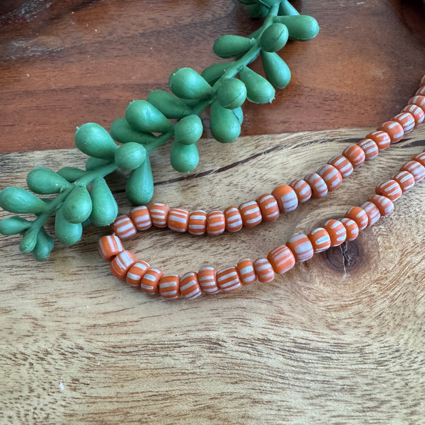 Orange Striped Java Gooseberry Beads
