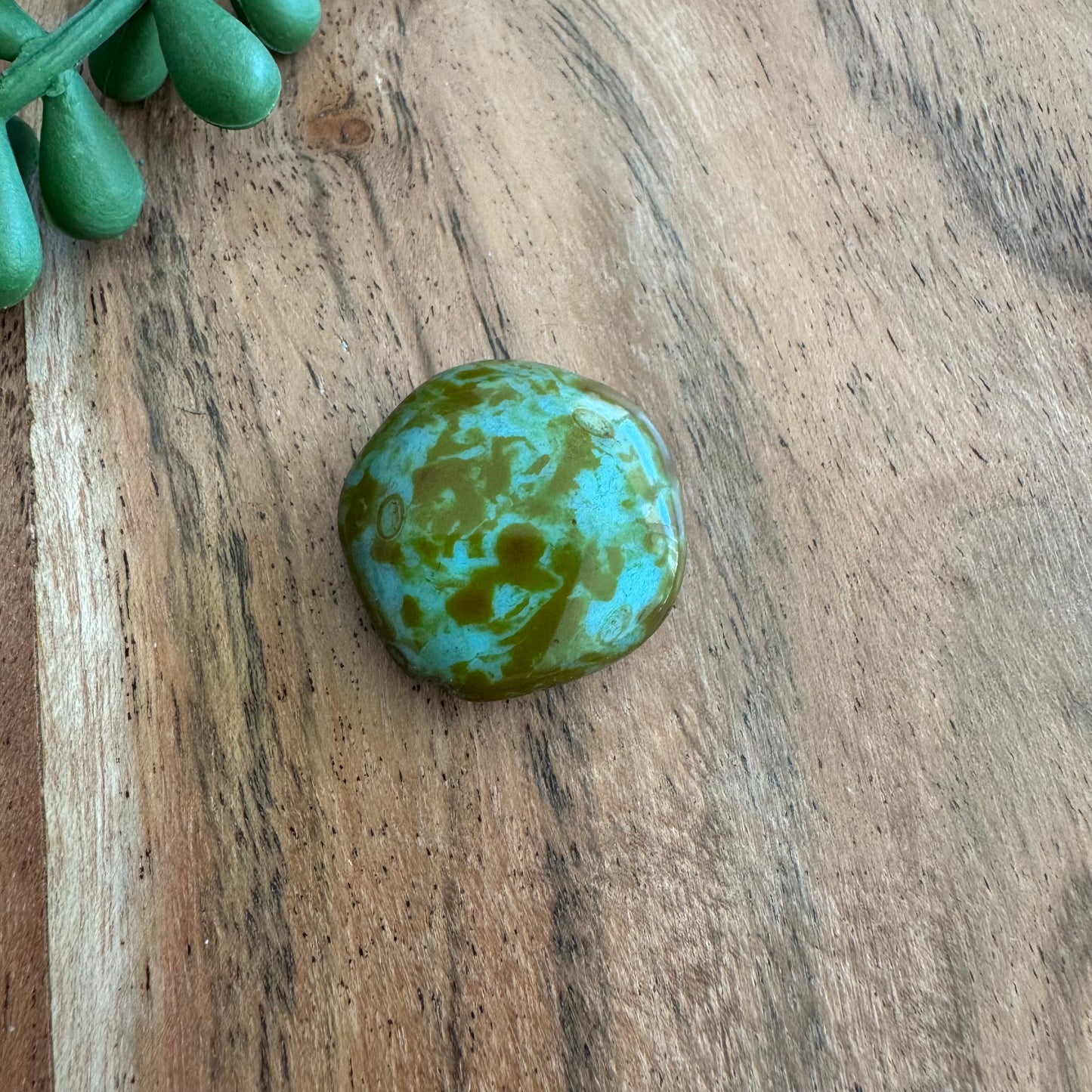 Vintage Czech Glass Turquoise Picasso Focal 1pc