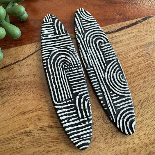 Black and White Mud Cloth Pendant Pair