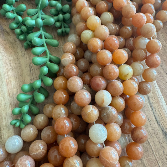 12 mm Peach Aventurine Round Bead Strand – 15”