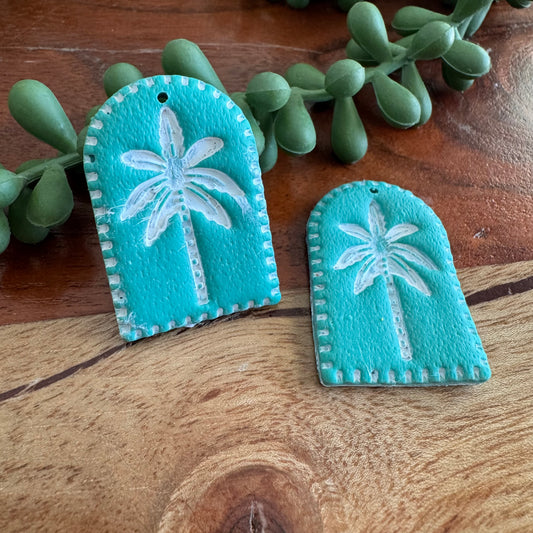 Turquoise Palm Tree Pair