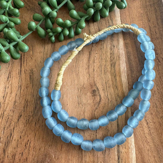 Blue African Recycled Glass Bead Strand