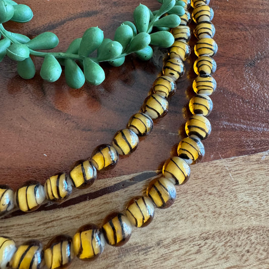 Yellow Lampwork Striped Glass Rounds