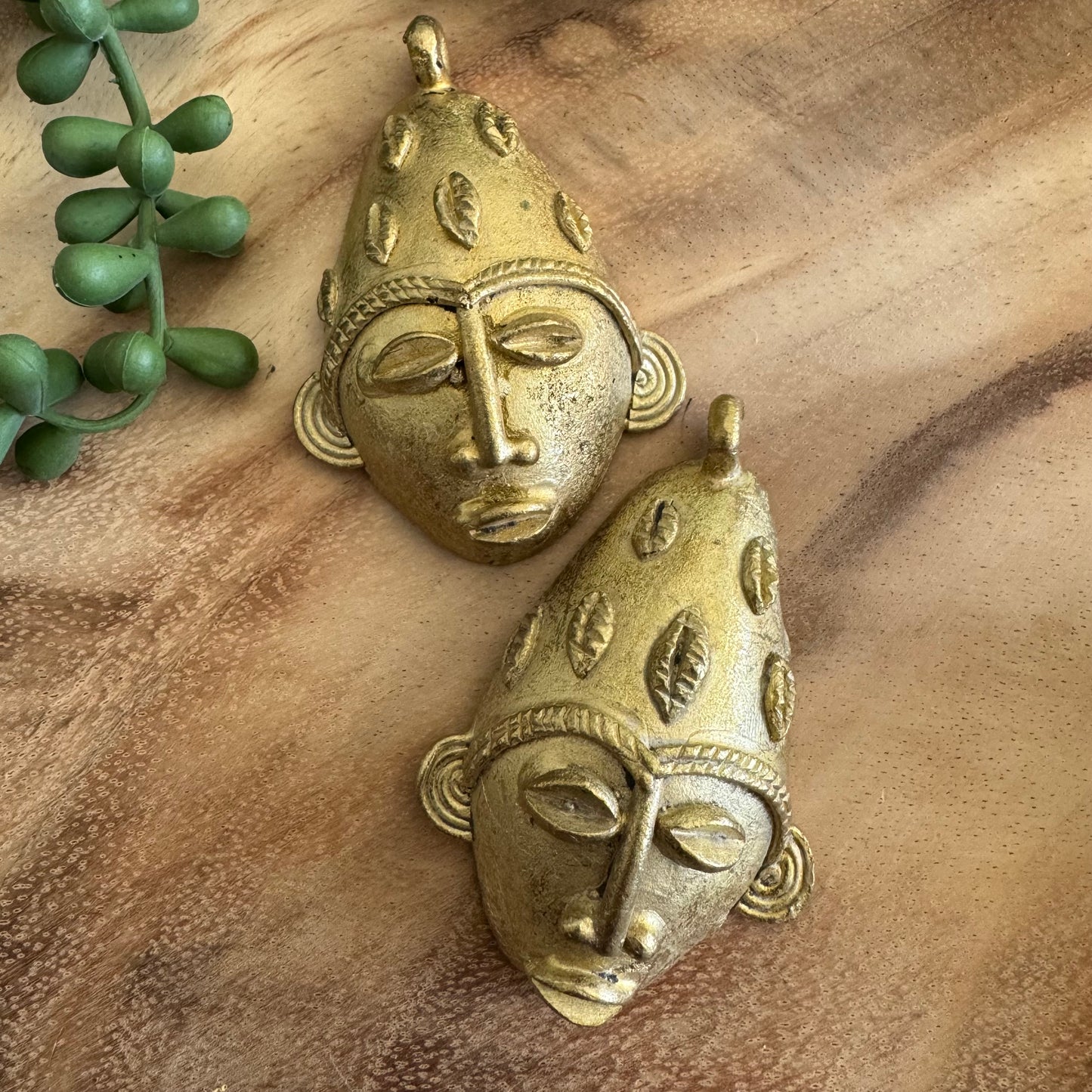 African Brass Mask Pendant 49x76mm AFB04