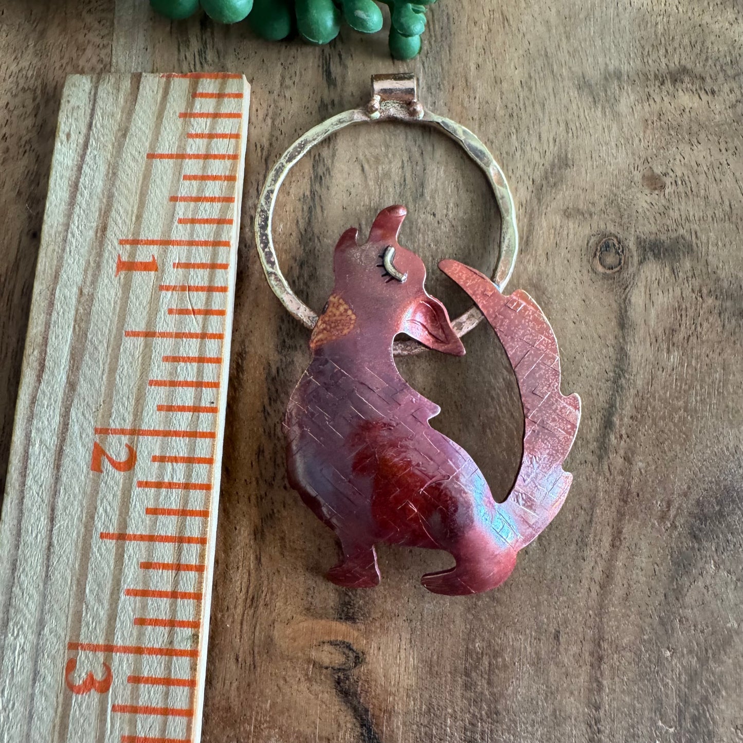 Copper Coyote Pendant with Brass Details by Patricia Healey PH10