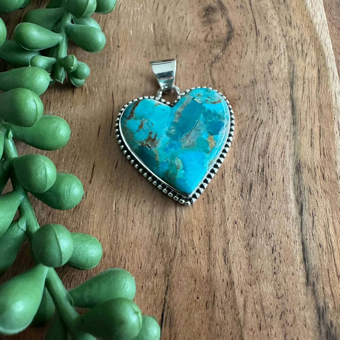 .925 Sterling Silver Heart Pendant –Arizona Turquoise