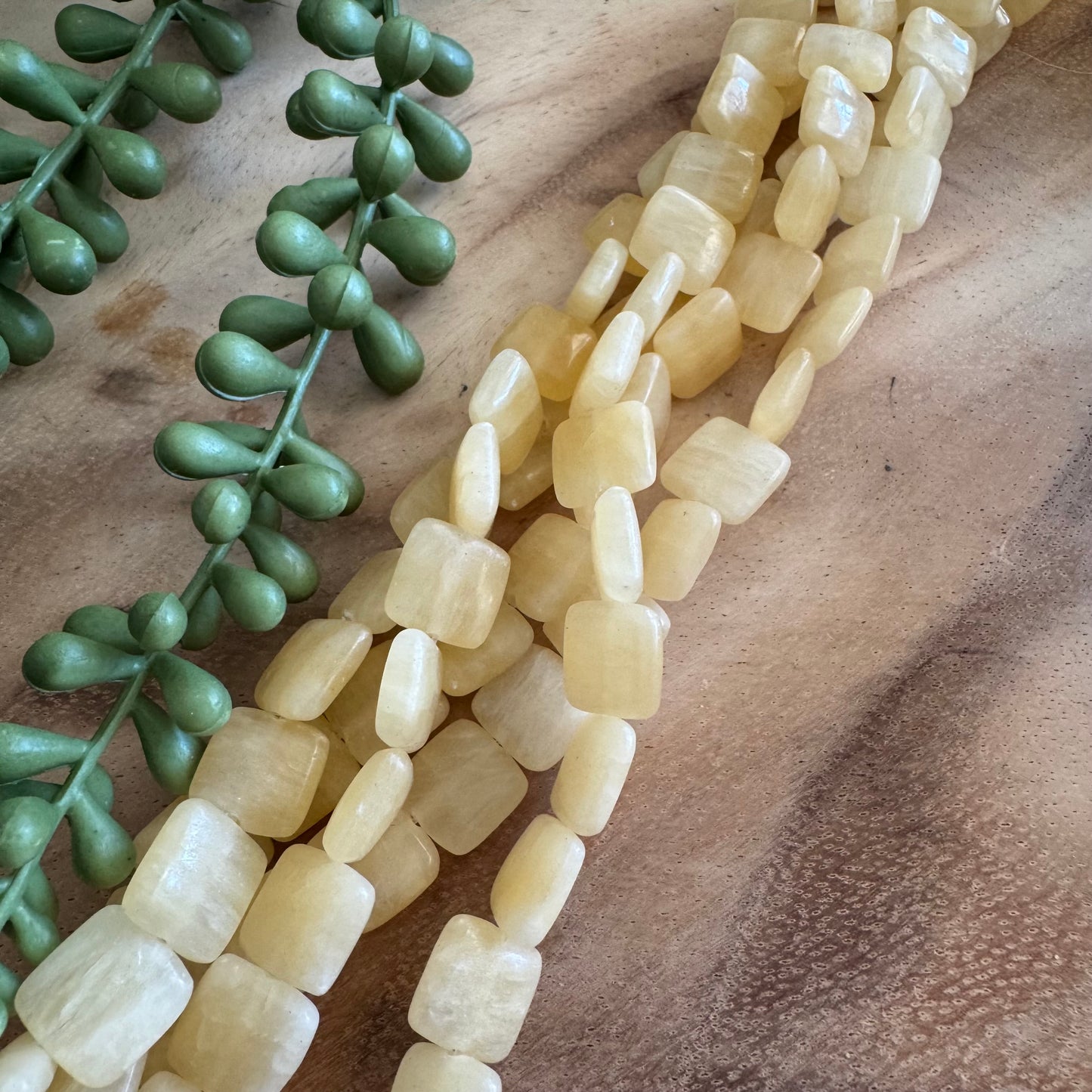 Butter Yellow Calcite Square Beads – 12mm – 15 Inch Strand ST21
