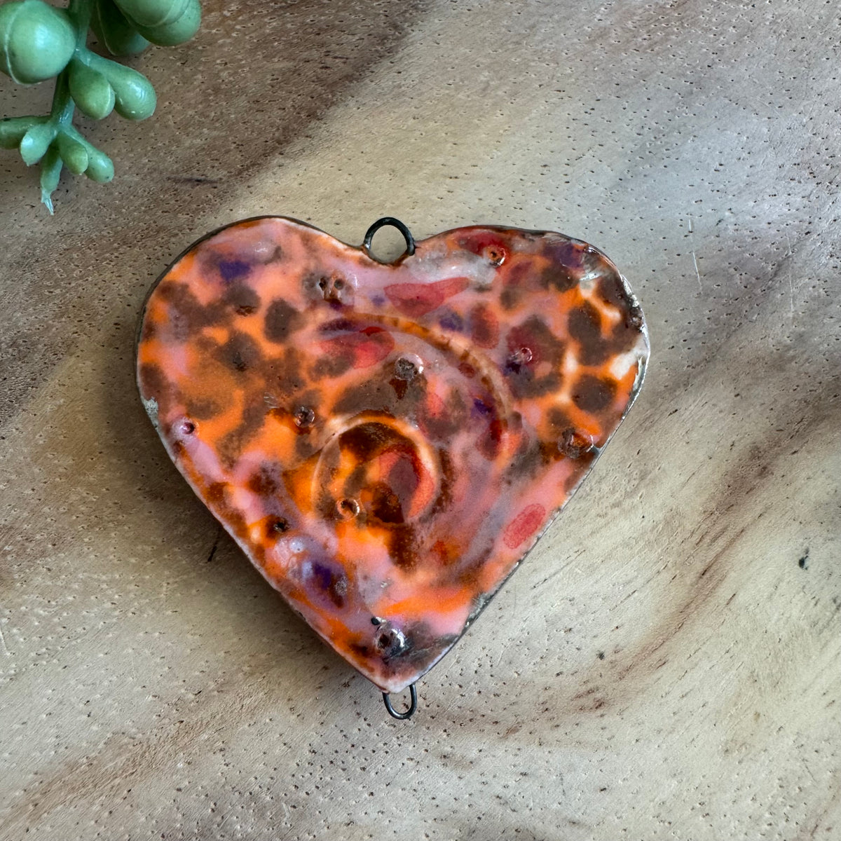 Artisan Ceramic Heart Connector Pendant by Molly Perry MP14