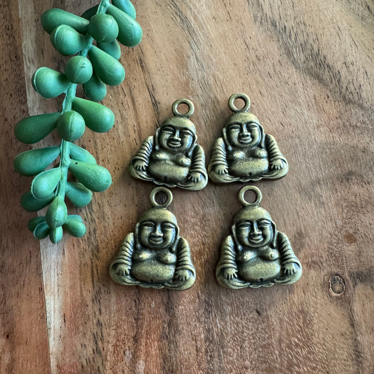 Antique Brass Buddha Charm Set 4 pcs