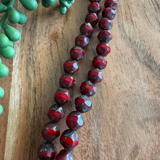 Vintage Czech Tablecut Nugget Bead Strand 15pcs