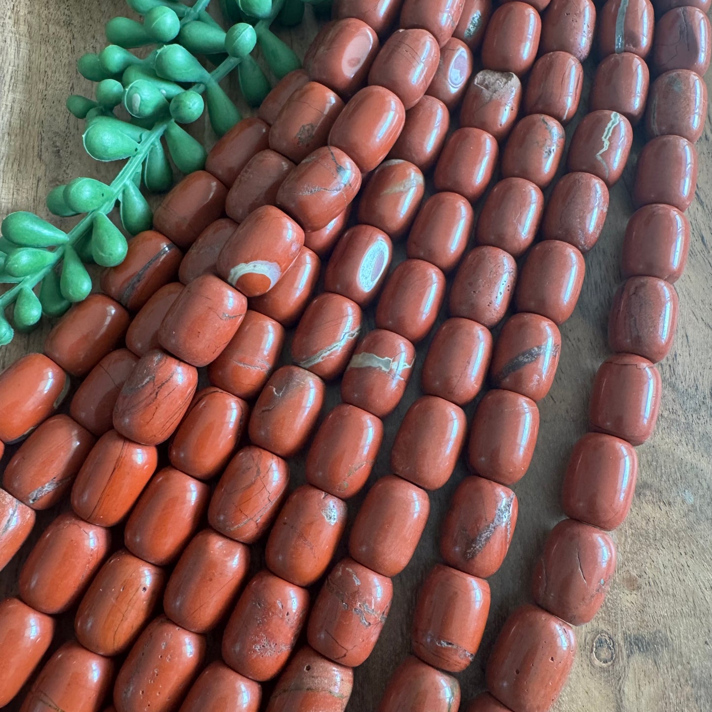 Red Jasper Barrel Beads, 15-Inch Strand