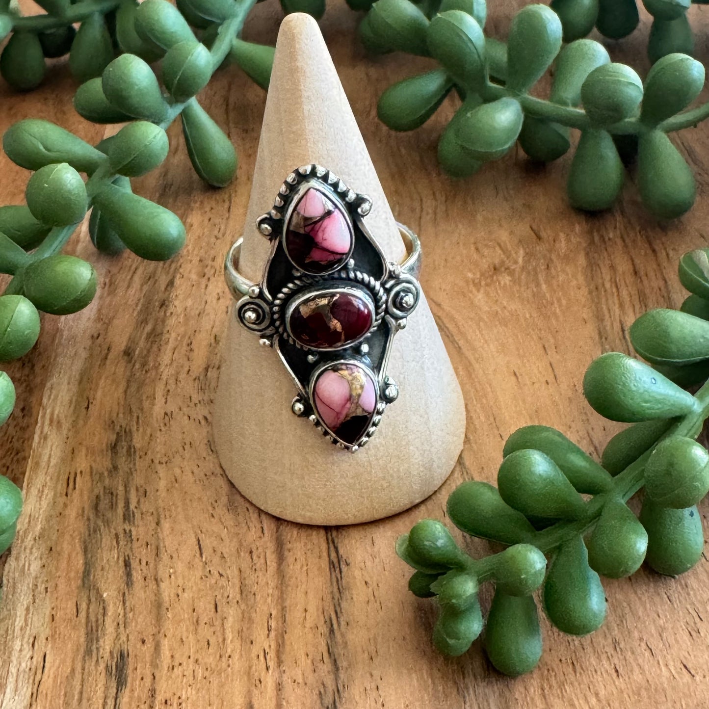 .925 Sterling Silver Rose Dahlia Ring - Size 10