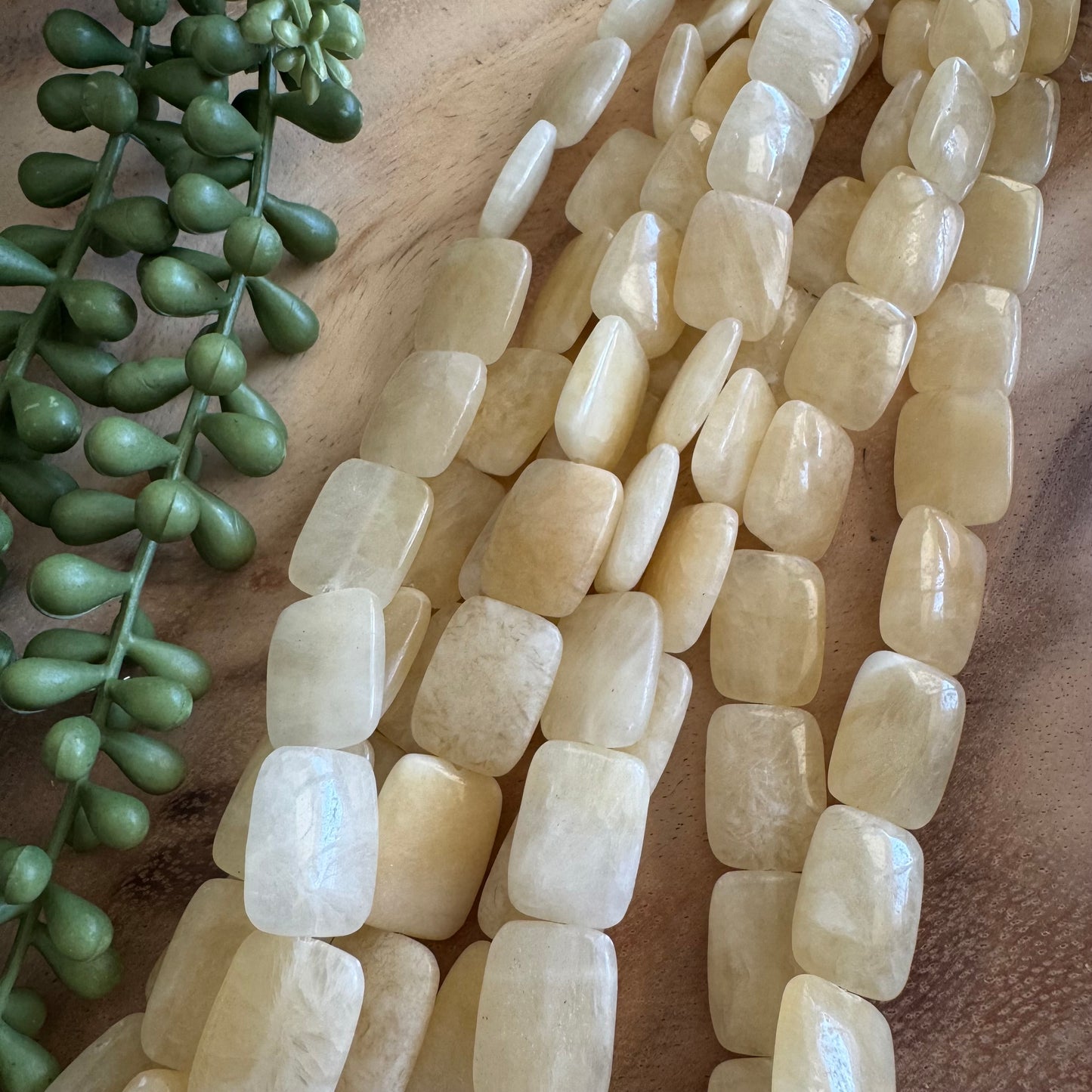Butter Yellow Calcite Rectangle Beads – 15x20mm – 15 Inch Strand ST26