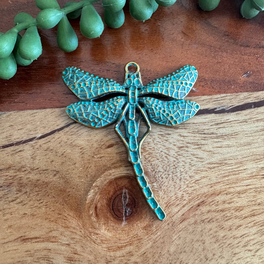 Bronze Patina Dragonfly Pendant – 55x50mm