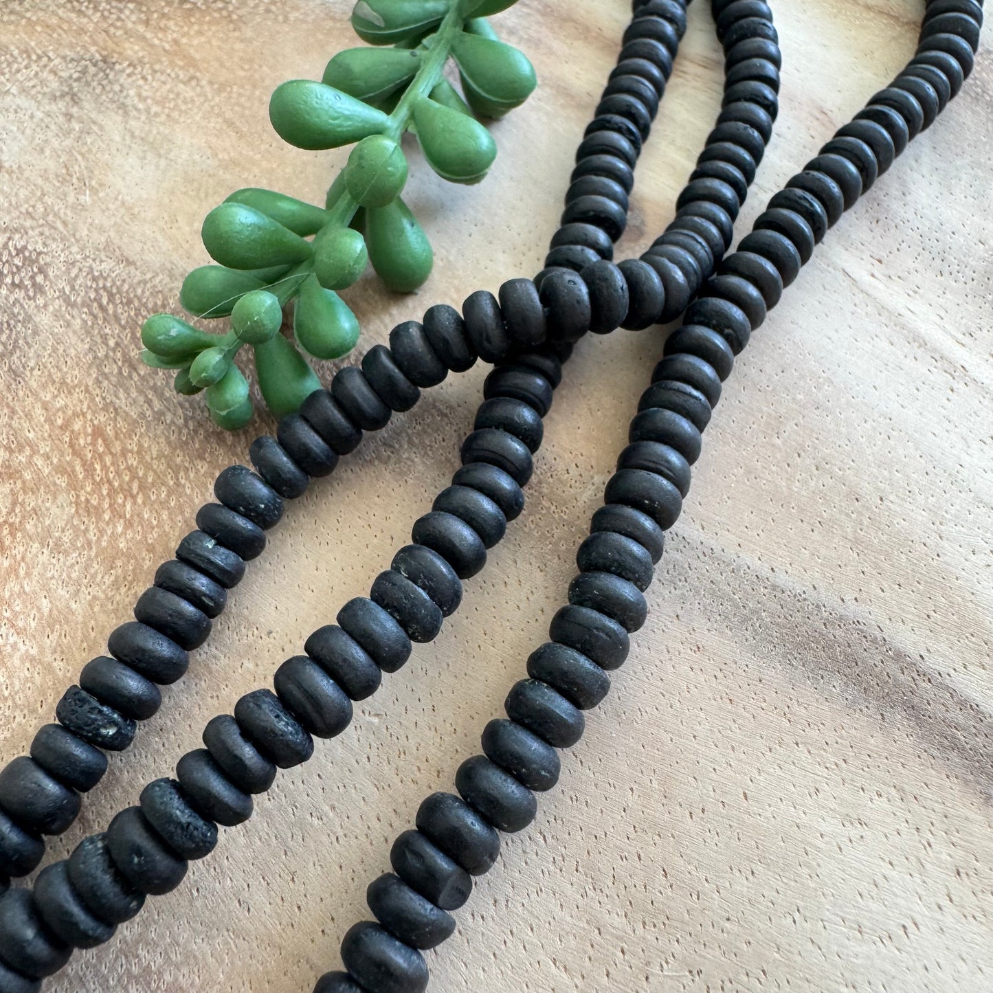 Black Bone Heishi Beads – 3x6 mm – 15–16 Inch Strand BN33