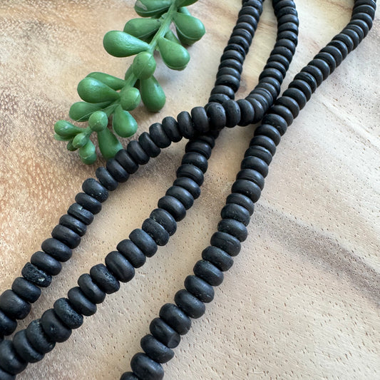 Black Bone Heishi Beads – 3x6 mm – 15–16 Inch Strand BN33