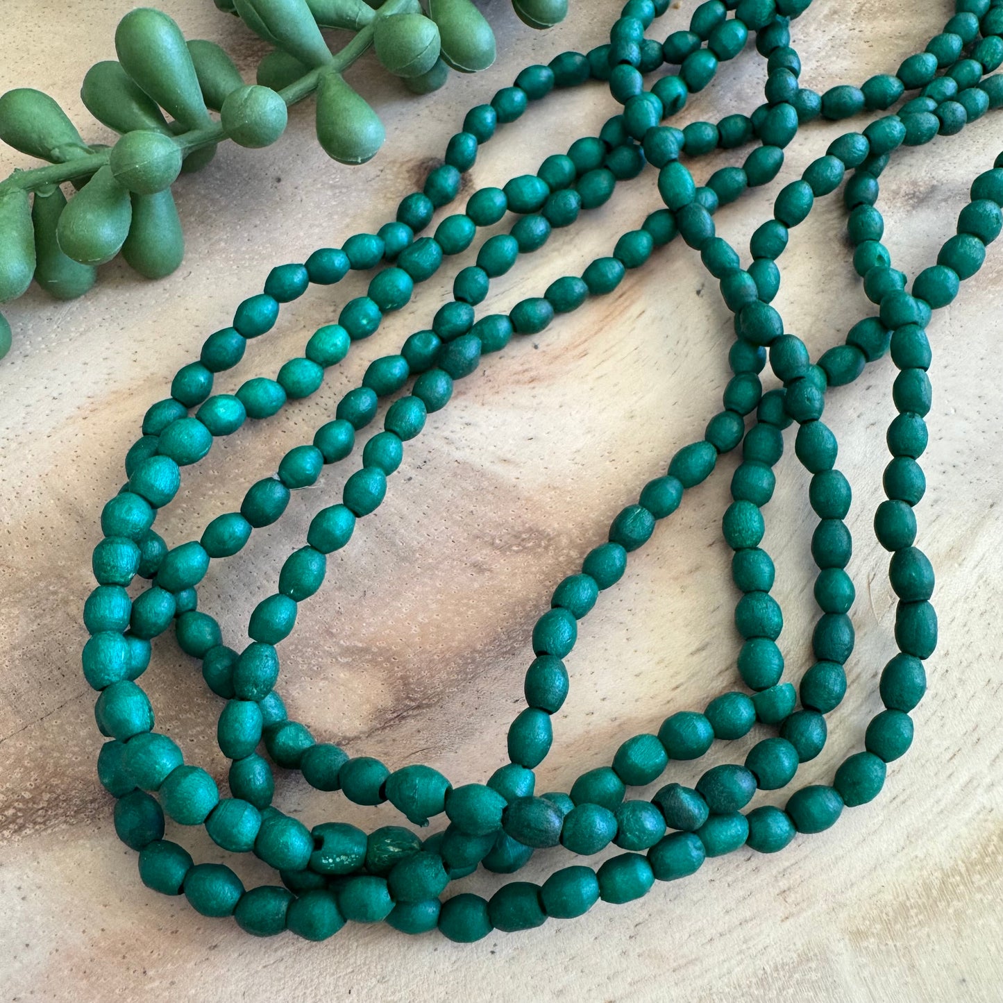 Dyed Small Bone Round Beads Emerald Green Color– 4–5x6 mm – 15–16 Inch Strand BN22