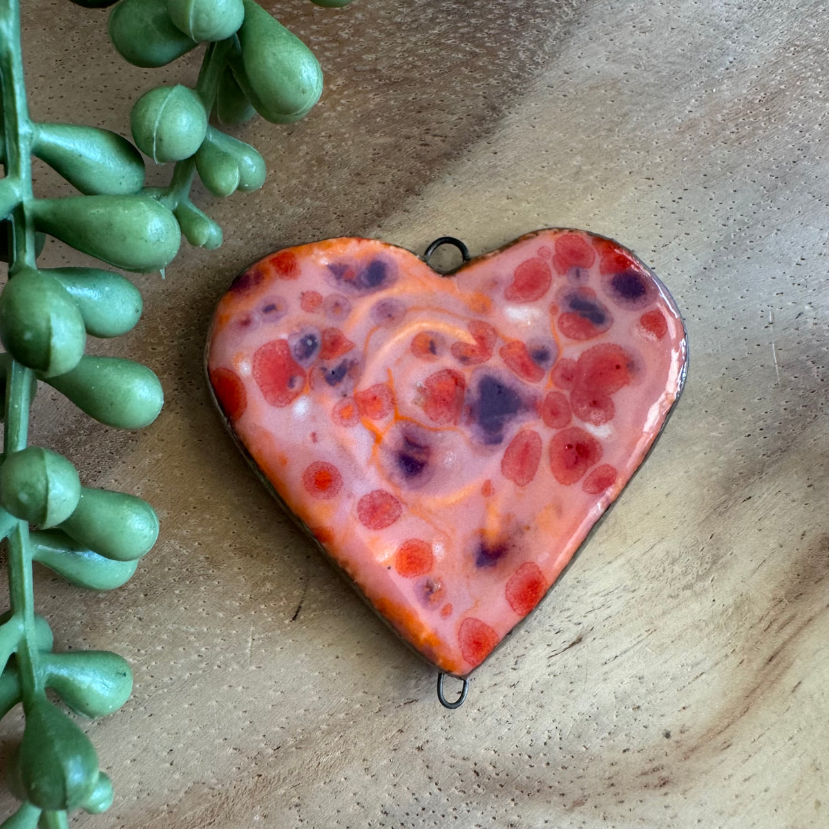 Artisan Ceramic Heart Connector Pendant by Molly Perry MP14