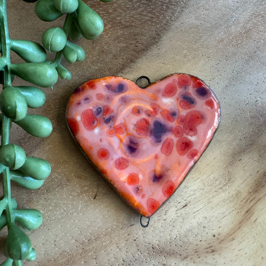 Artisan Ceramic Heart Connector Pendant by Molly Perry MP14