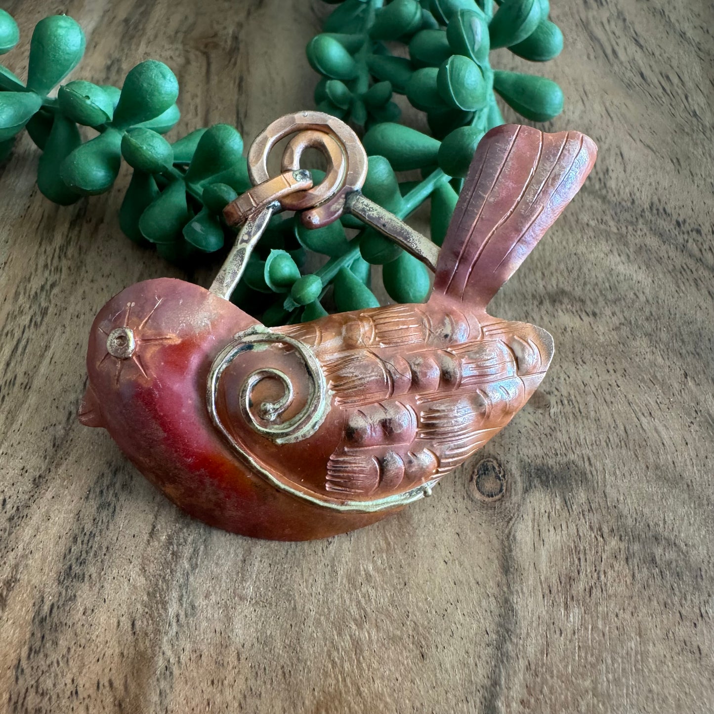 Handmade Copper Songbird Pendant with Brass Accents by Patricia Healey PH08